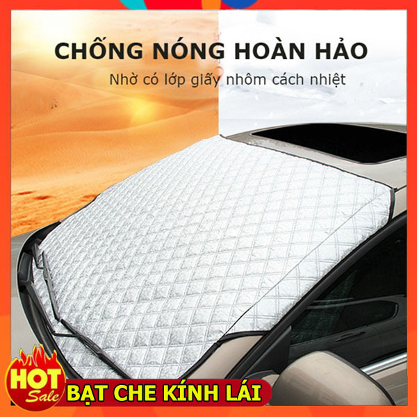 Bạt Che Nắng Kính Lái, phủ toàn mặt kính trước xe ô tô phủ nhôm bạc - loại dày cao cấp