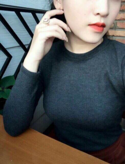 Áo thun gân croptop body tay dài