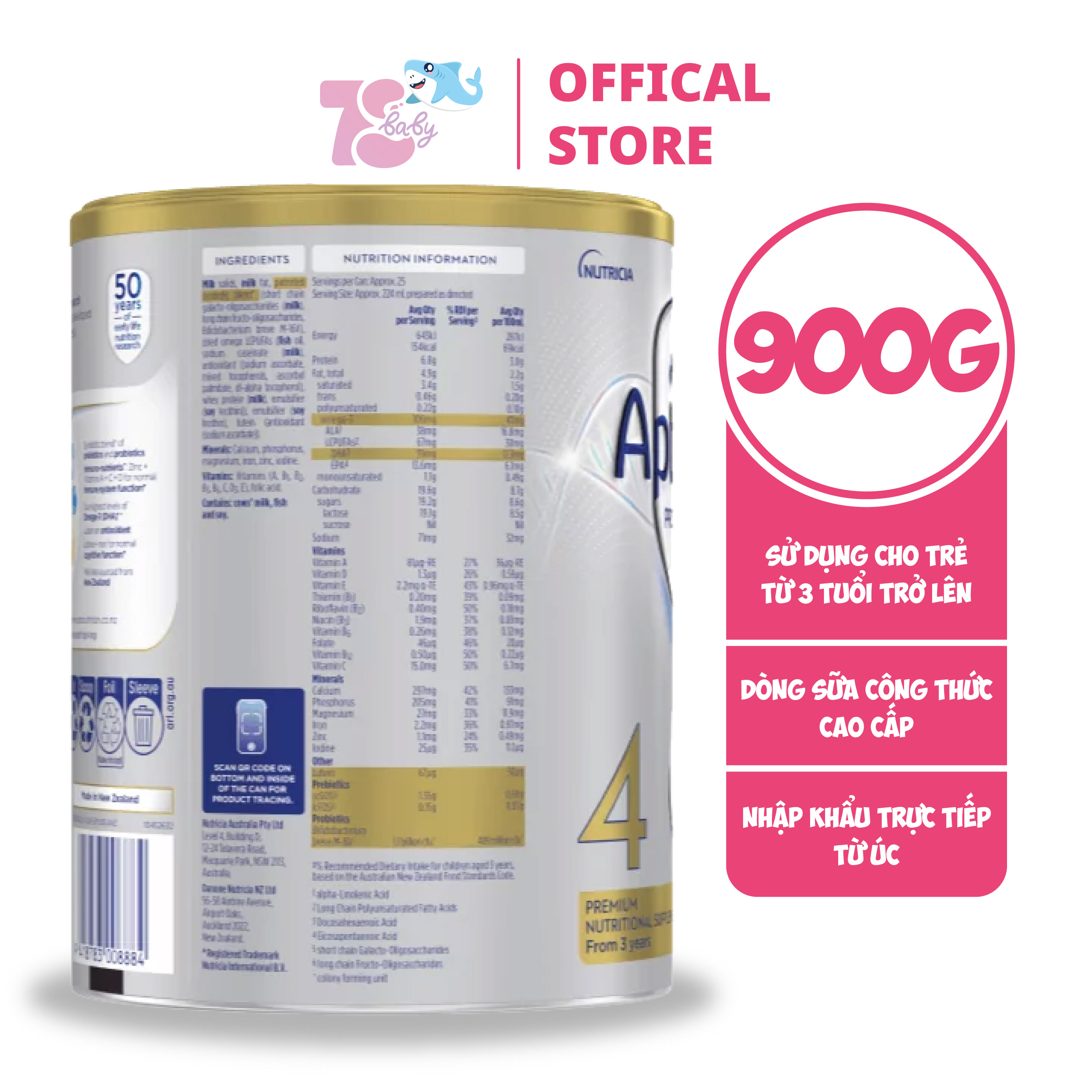 SỮA APTAMIL PROFUTURA ÚC 900G ĐỦ 4 SỐ