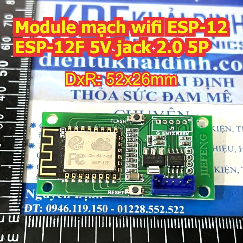 Module mạch wifi ESP-12 ESP-12F 5V jack 2.0 5P kde4592