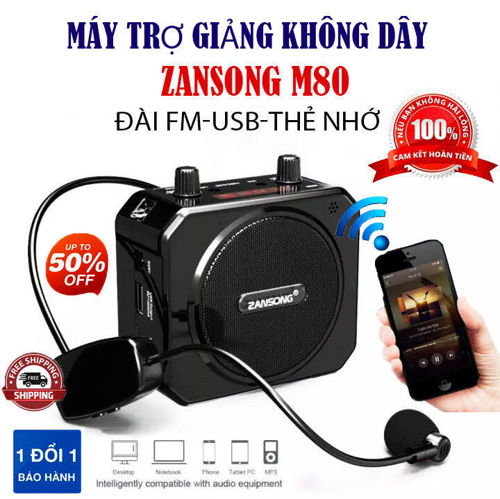 [ Hot Model ] Good Teaching Assistant For Teachers, Tour Guides, Teaching Assistant Zansong M80 Bluetooth 4.2, Comes With Wireless Mic, Led Display Screen, Compact, Built-in USB Port, Micro Memory Card Sd, Fm, Loud And Clear Sound.