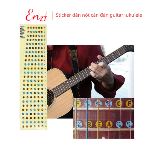 Sticker guitar ukulele dán nốt cần đàn guitar ukulele