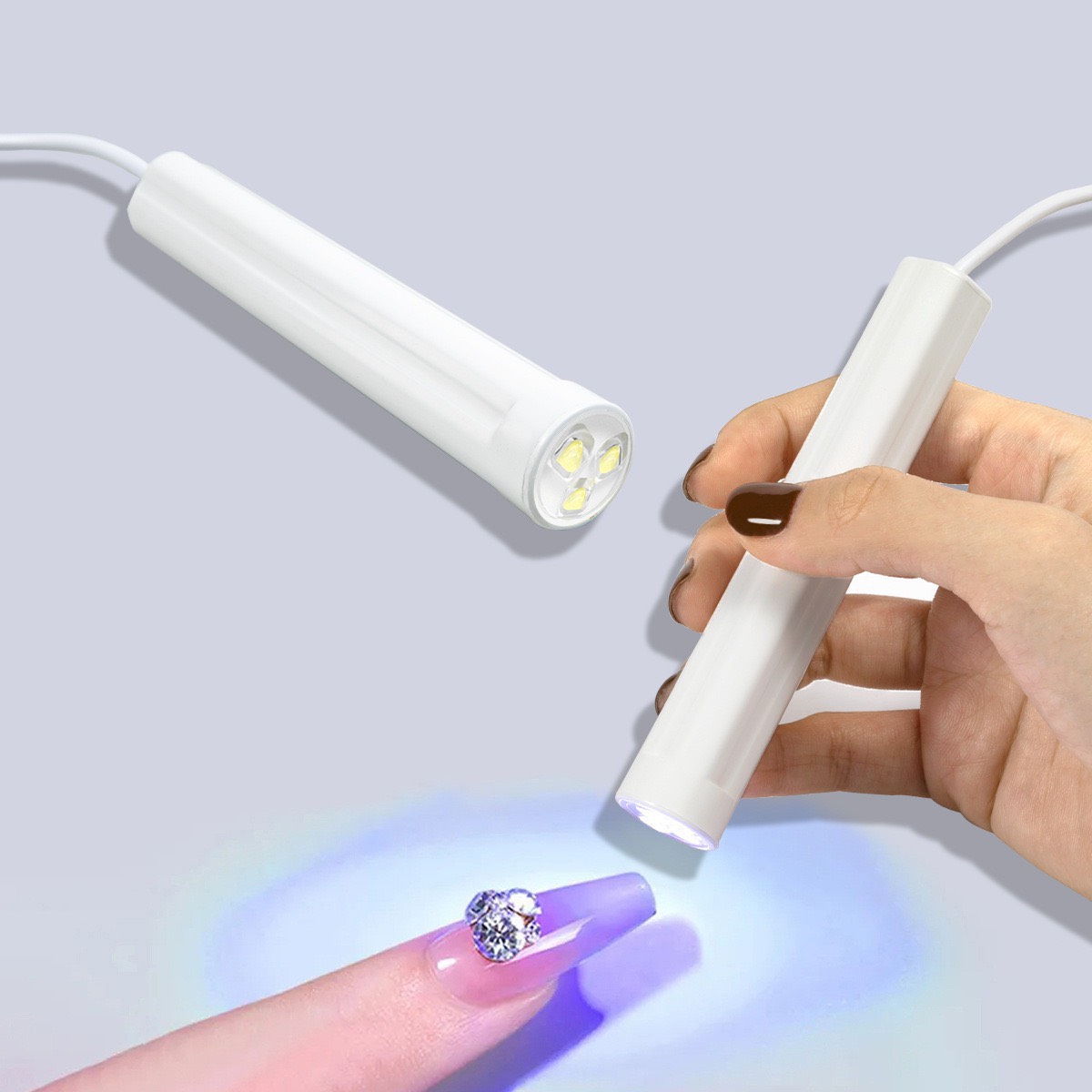 Đèn hơ móng mini cầm tay, đèn hơ UV LED siêu nhanh kèm sạc USB, đèn hơ móng giá rẻ