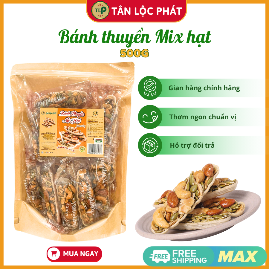BÁNH THUYỀN MIX HẠT TÂN LỘC PHÁT BỊCH 500G