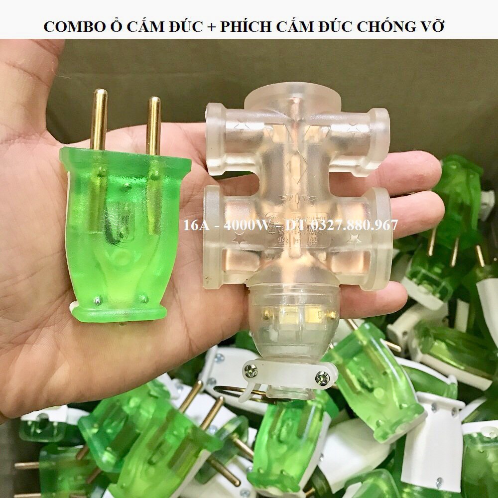 Bộ ổ cắm và phích cắm đúc bao va đập