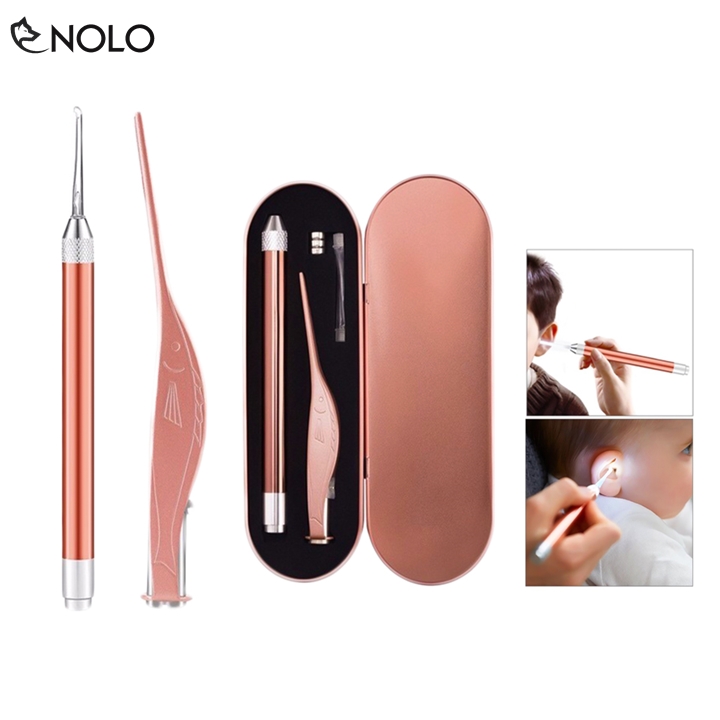 Ear removal kit with built-in LED light tweezers model tp05 with battery box