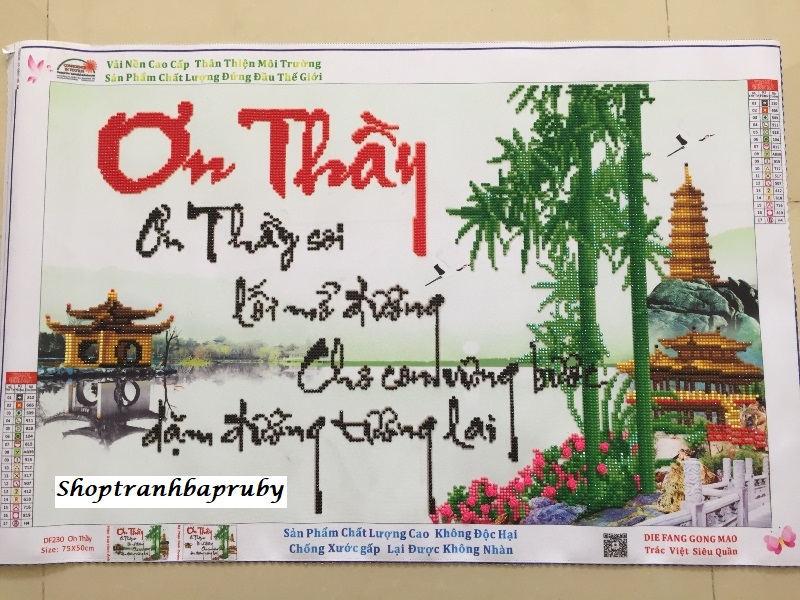 [HCM]Tranh đính đá Ơn Thầy - Ơn Thầy sôi lối mở đường Cho con vững bước dặm đường tương lai DF239 kích thước 75 x 50 cm