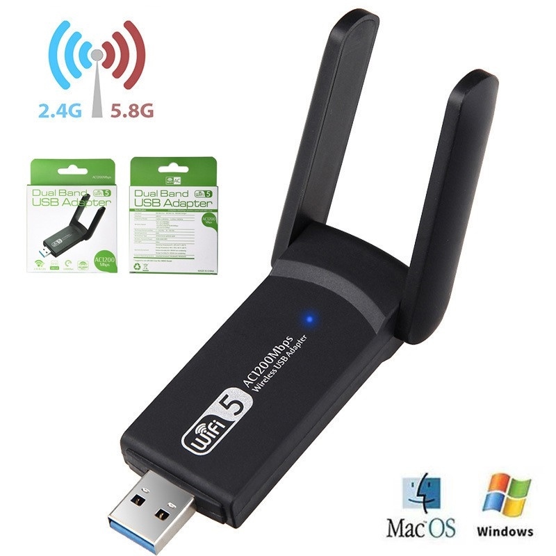 Bảng giá USB Thu Phát Wifi 1200mbps tốc độ cao 2 râu ăng ten kép cho Laptop PC 2.4 / 5g cổng cắm usb 3.0 RTL8812BU Phong Vũ