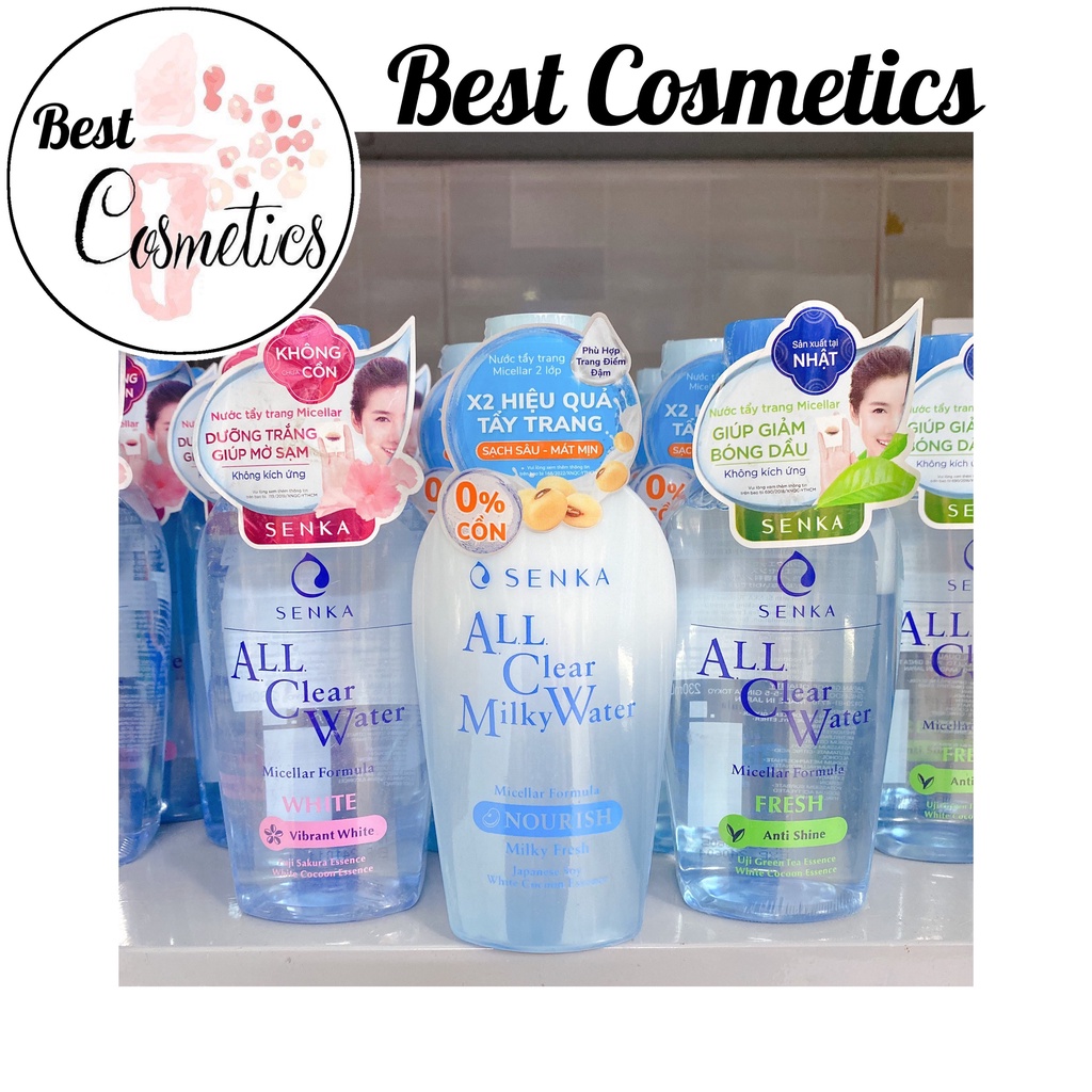 Nước Tẩy Trang Không Cồn Dưỡng Trắng Da Senka All Clear Water Micellar 230ml