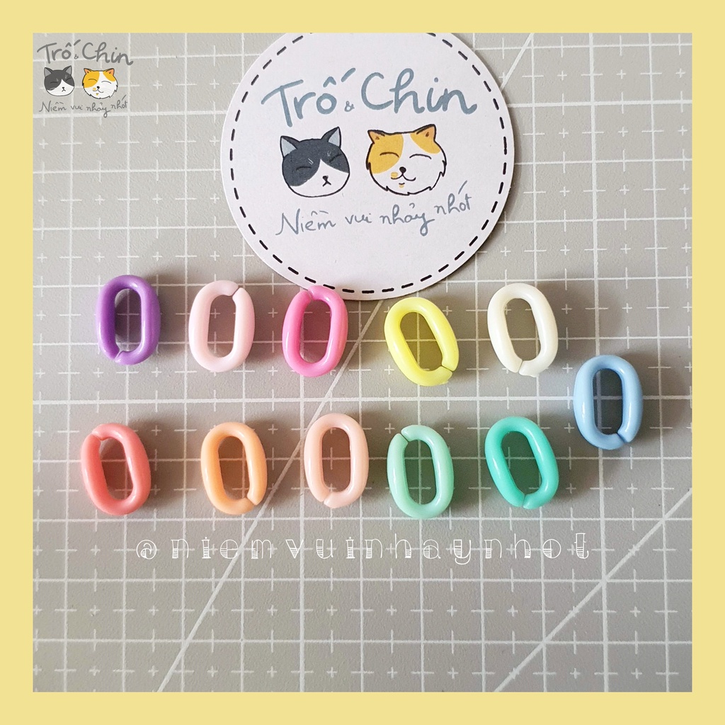 Set 10 mắt xích Chubby sò úp màu pastel size 16*11mm (chọn màu)