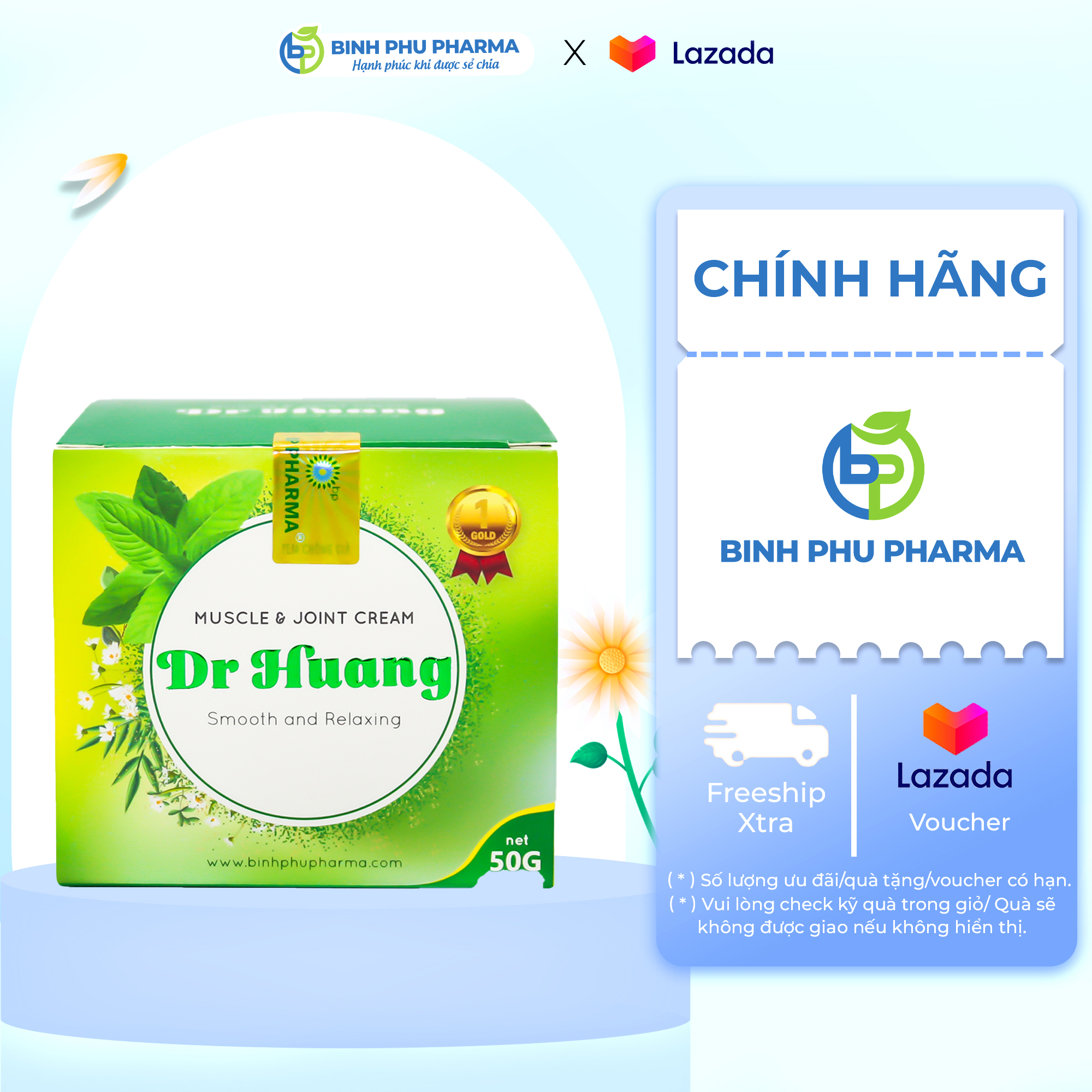 Dầu thảo dược xoa bóp đài loan dr. huang giúp giảm đau nhức xương khớp, giảm đau khi chấn thương - hộp 50g