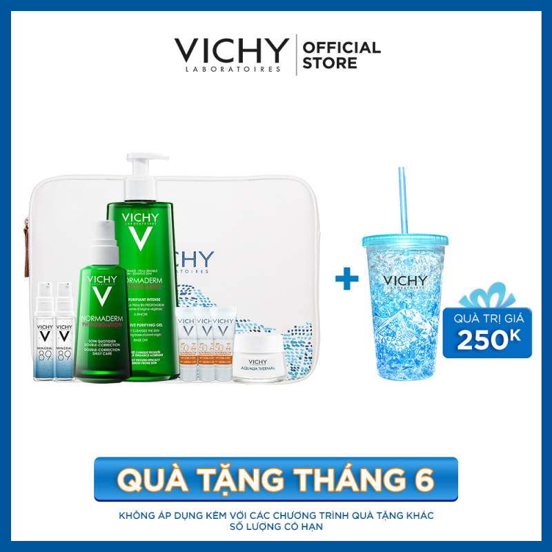 Bộ chăm sóc da chuyên sâu giúp giảm dầu giảm mụn, phục hồi và nuôi dưỡng da Vichy Normaderm Phytosolution Double-Correction giá rẻ