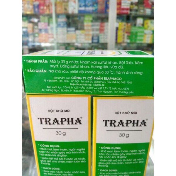 Bột Khử Mùi Hôi Chân Hôi Giày Trapha 30G