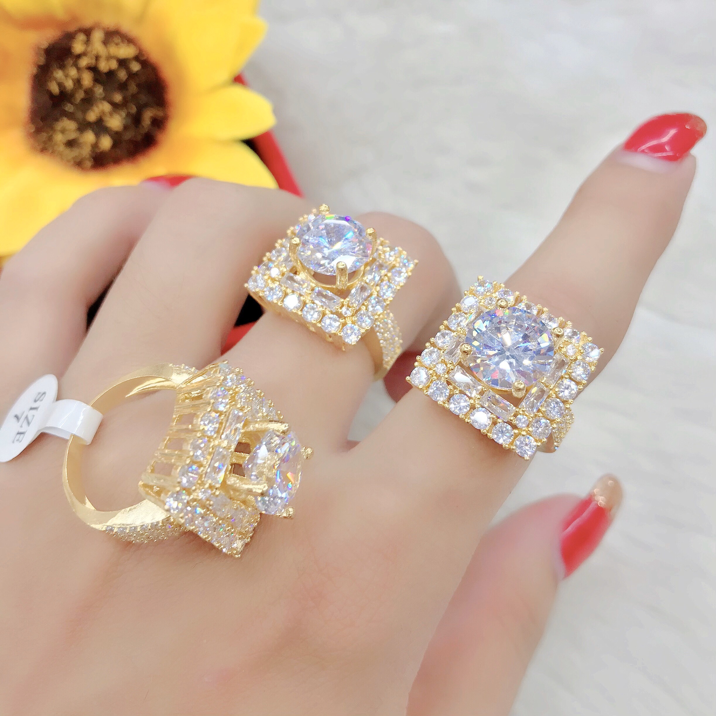 Nhẫn Nữ Mạ Vàng 18K Bản Vuông  Đính Xoàn 0460403 - Mang đi chơi, đi tiệc đều đẹp- Tubi Cony - Tặng Kèm Hộp Trang Sức- nhẫn nữ đẹp, nhẫn nữ thời trang
