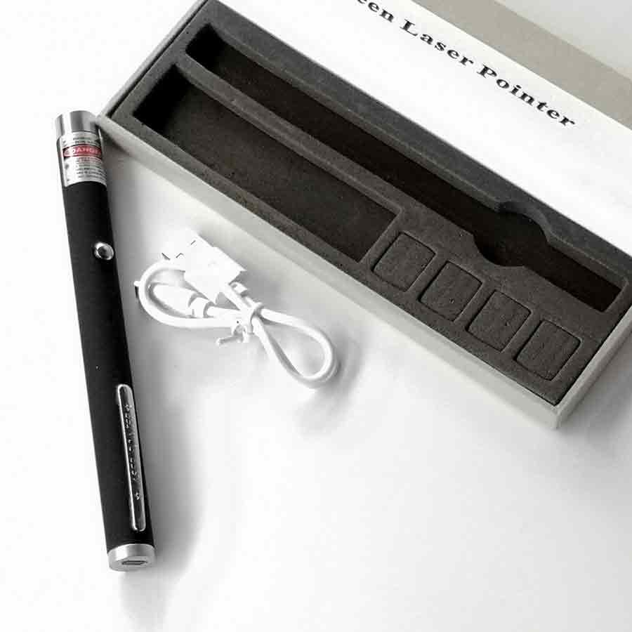 Bút laze công trình vỏ đen tia xanh lá sạc cáp usb 2019