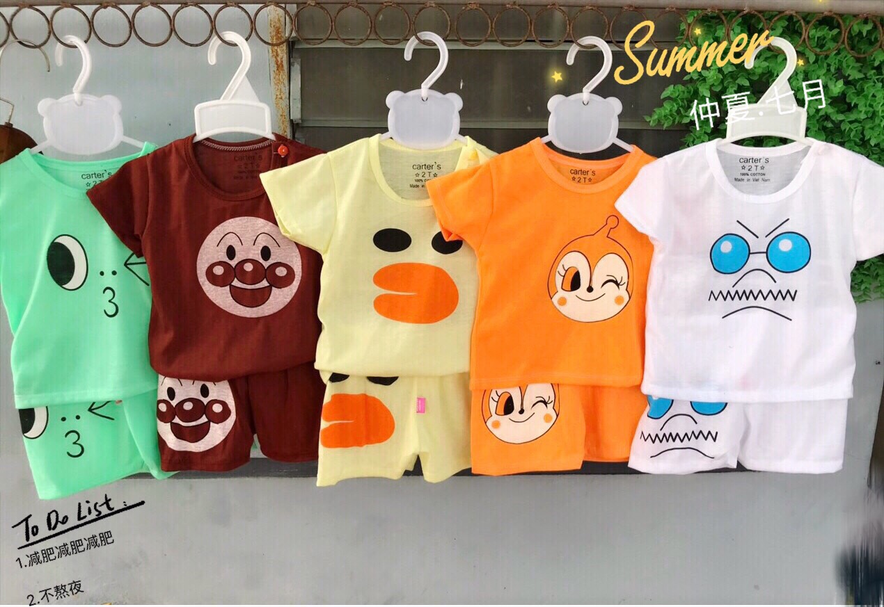 Sét 5 bộ cotton cộc tay chú hề