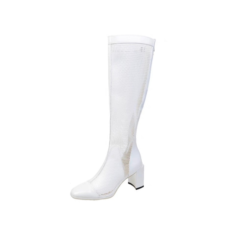 Bốt lưới đùi mũi da đế cao 7cm siêu đẹp (MÃ 116)