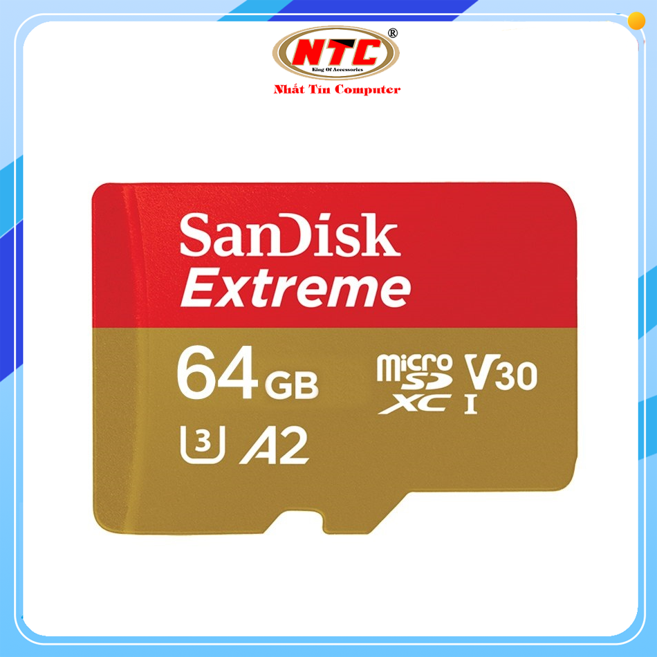 Memory card microSDXC SanDisk Extreme V30 U3 4K A2 64GB R170MB/s W80MB/s (copper)
