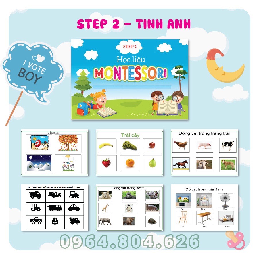 Học liệu montessori Đồ chơi giáo dục sớm phát triển trí não cho trẻ sơ sinh tranh kích thích thị giác bóc dán cho bé3047