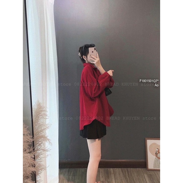 Áo sơ mi thô đỏ