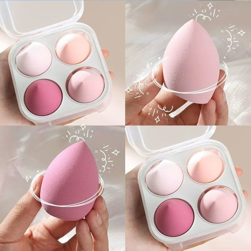 Set 4 mút, bông phấn trang điểm tán nền siêu mịn