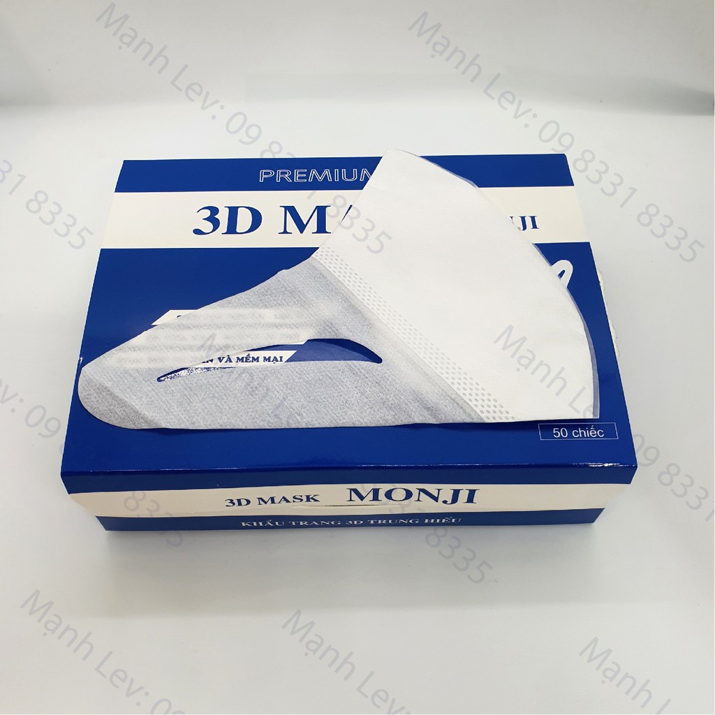 [ CHÍNH HÃNG ] Khẩu trang 3D MASK MONJI  Công nghệ Nhật Bản ( 50 cái / Hộp )