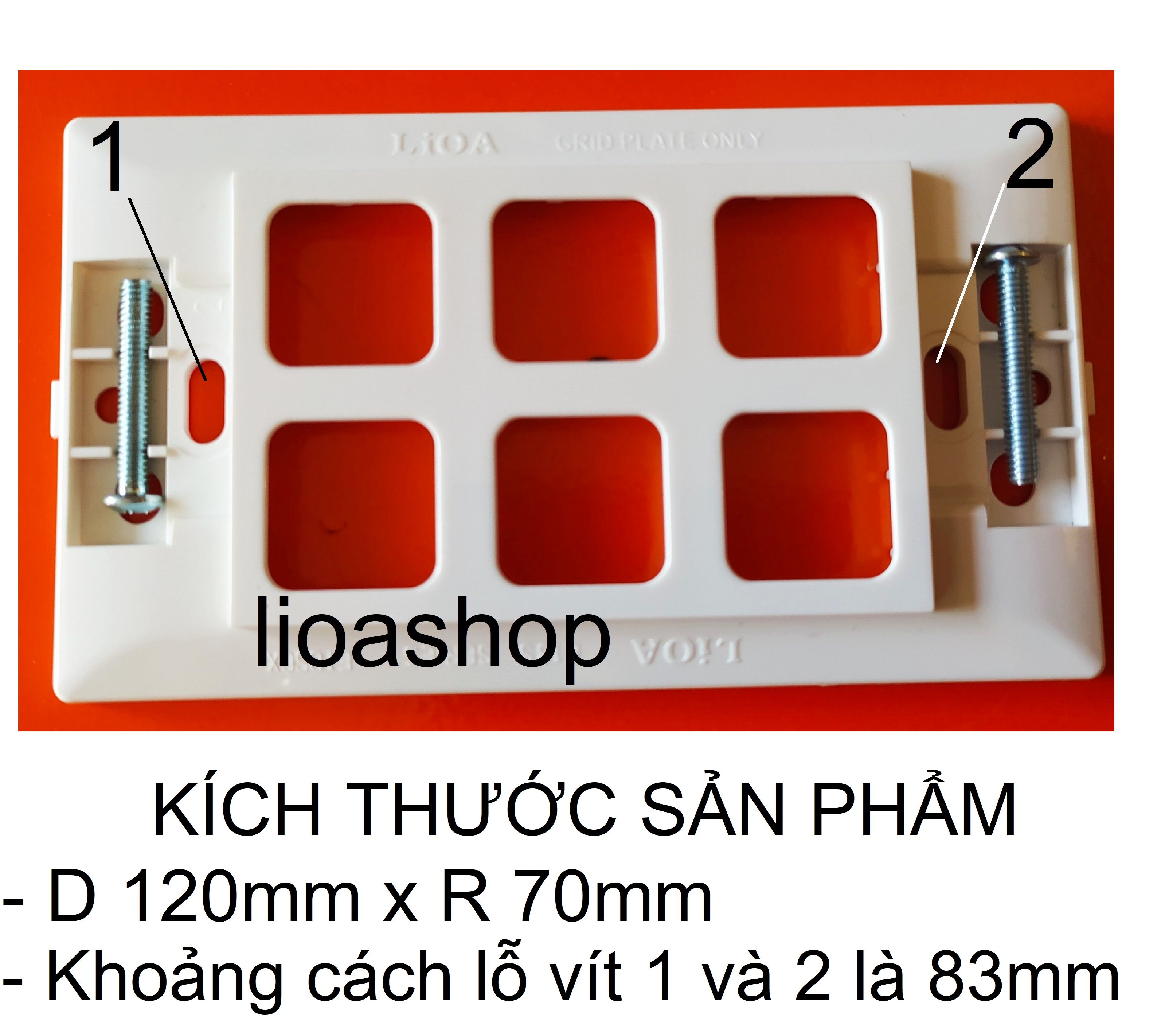 MẶT CÔNG TẮC 6 LỖ VUÔNG CHỮ NHẬT LiOA