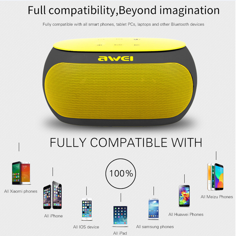 Awei Y200 Loa Bluetooth không dây cảm ứng Di động ngoài trời Loa không dây mạnh mẽ hỗ trợ thẻ TF Bass Âm thanh nổi Âm thanh không dây Bluetooth Loa nghe nhạc Điện thoại cho bữa tiệc TV tại nhà