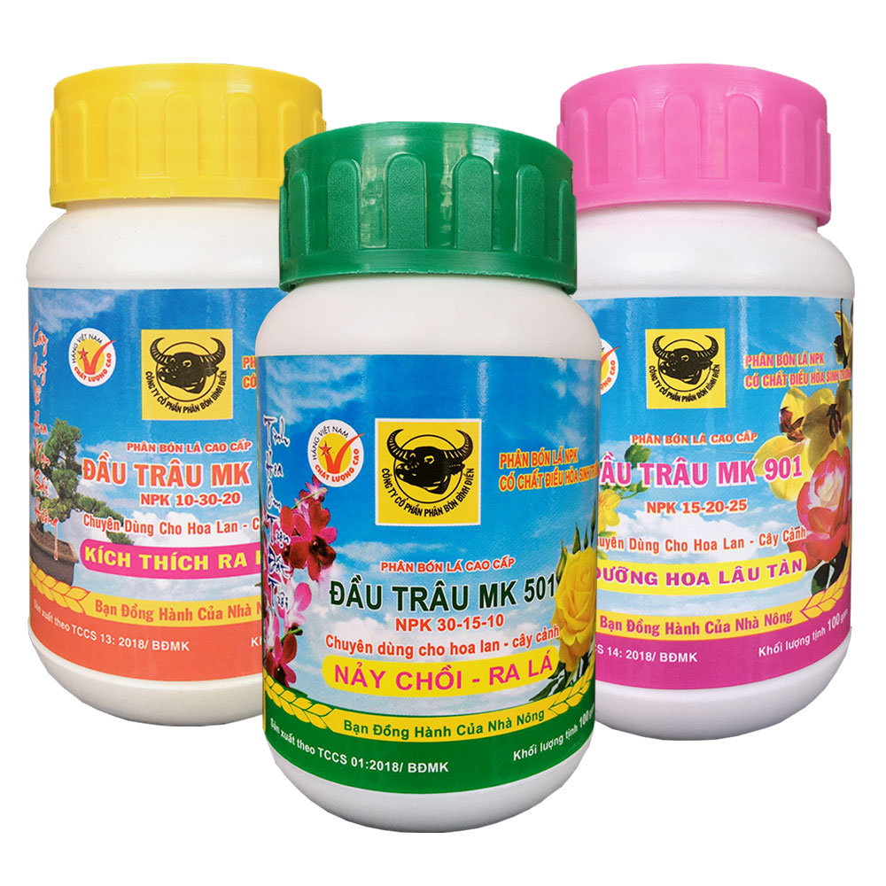 Bộ 3 lọ Phân Bón Lá Đầu Trâu 501 - 701 - 901 (100g/lọ)