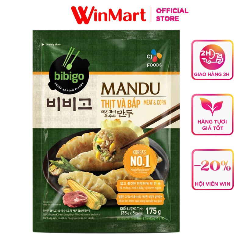 - Bánh xếp Hàn Quốc Bibigo nhân thịt và bắp 175g