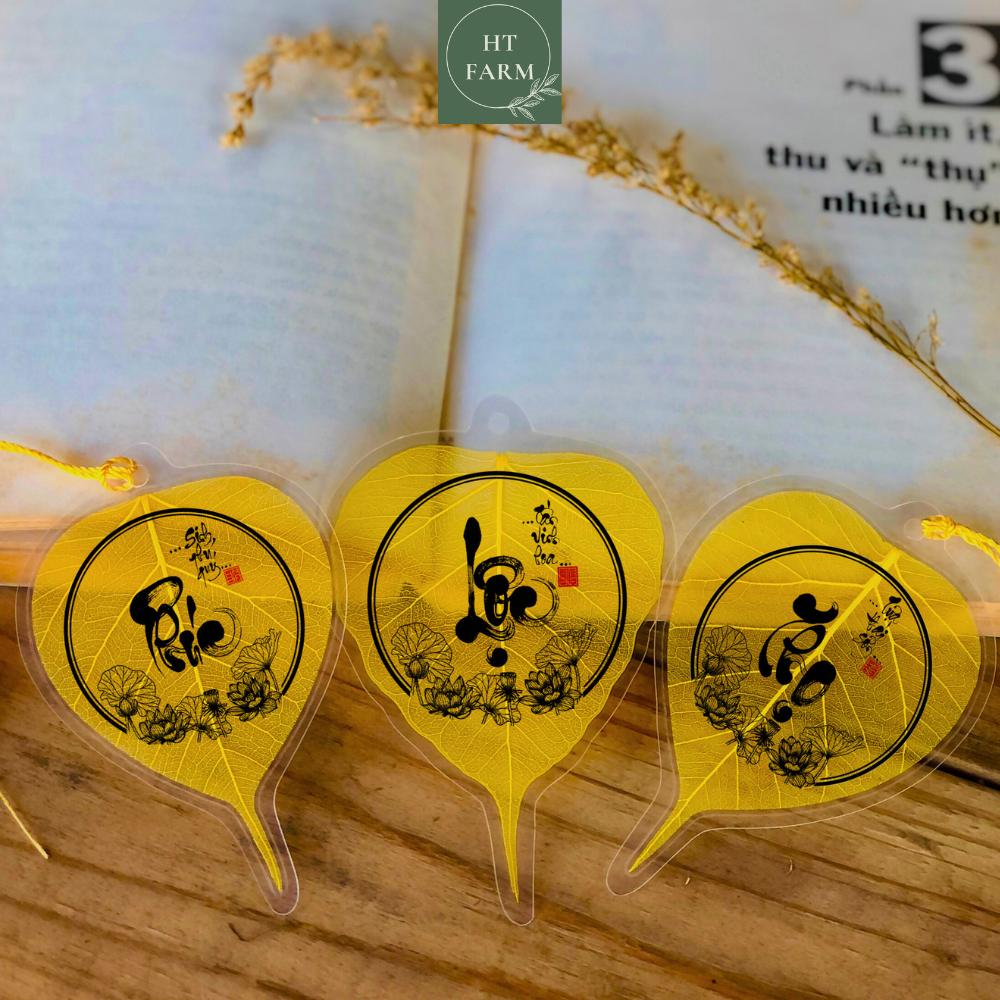 Lá bồ đề thư pháp "Phúc - Lộc - Thọ" (Cầu Tài Lộc - May mắn – Bình An, Ốp điện thoại, Hàng loại 1)