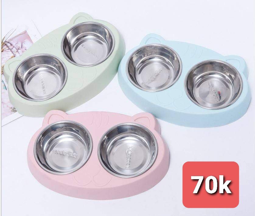 Bát ăn đôi đựng thức ăn cho chó mèo