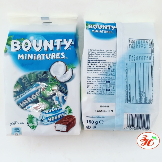 Socola Dừa Bounty túi 150g date T11/20 - Đức