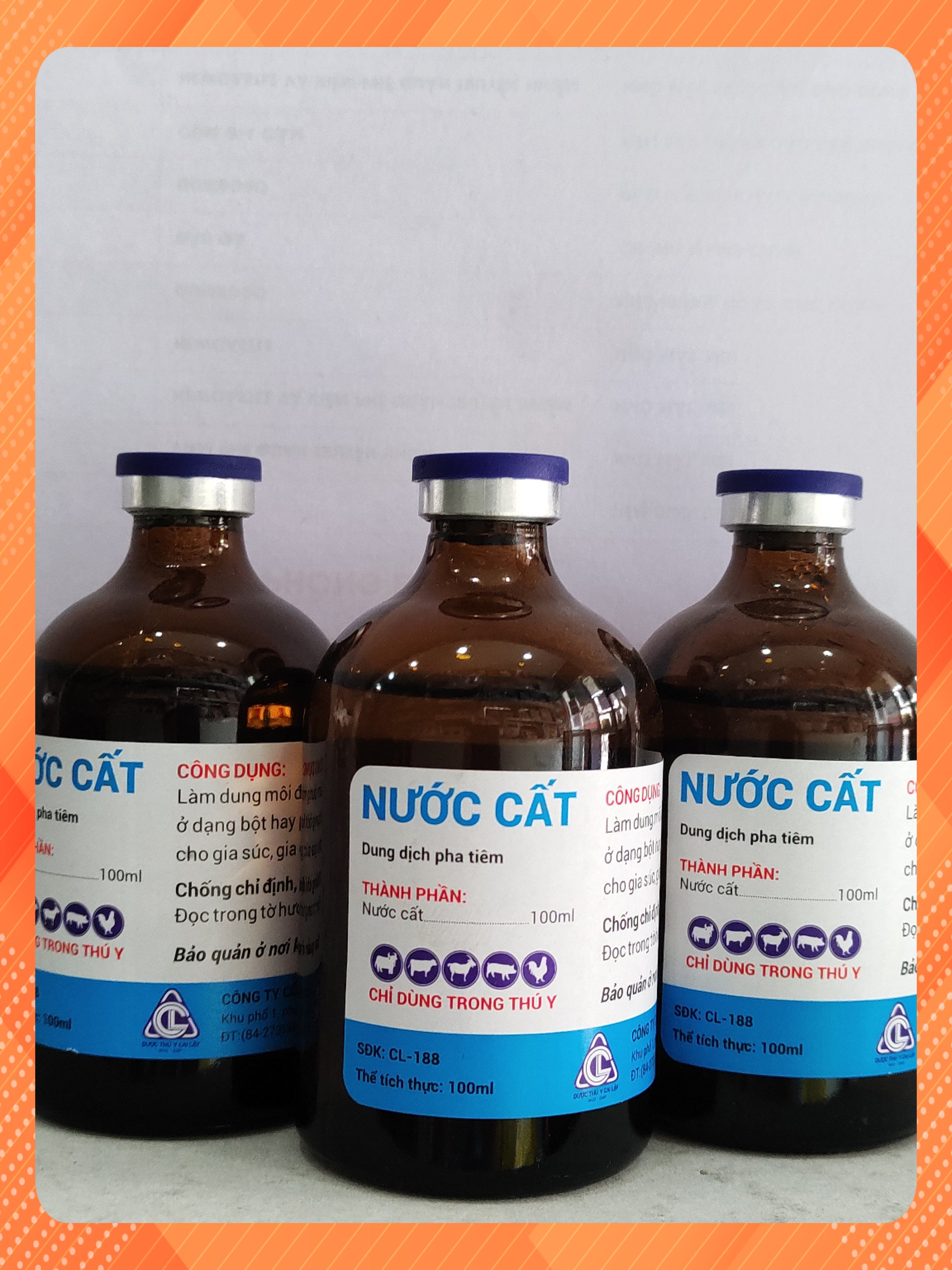 NƯỚC CẤT chai 100ml DUNG MÔI PHA VẮC VIN PHA BỘT PHA TIÊM