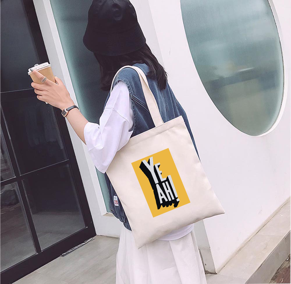 Túi Vải Tote GINKO Kiểu Basic Dây Kéo In Hình Yeah G05