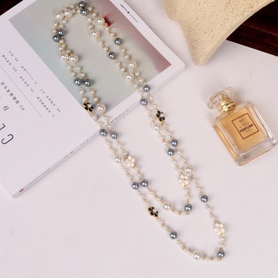 Vòng cổ ngọc trai thời trang hàn quốc hàn quốc châu âu và mỹ trang sức cổ điển dây chuyền áo len nữ dài nhiều lớp