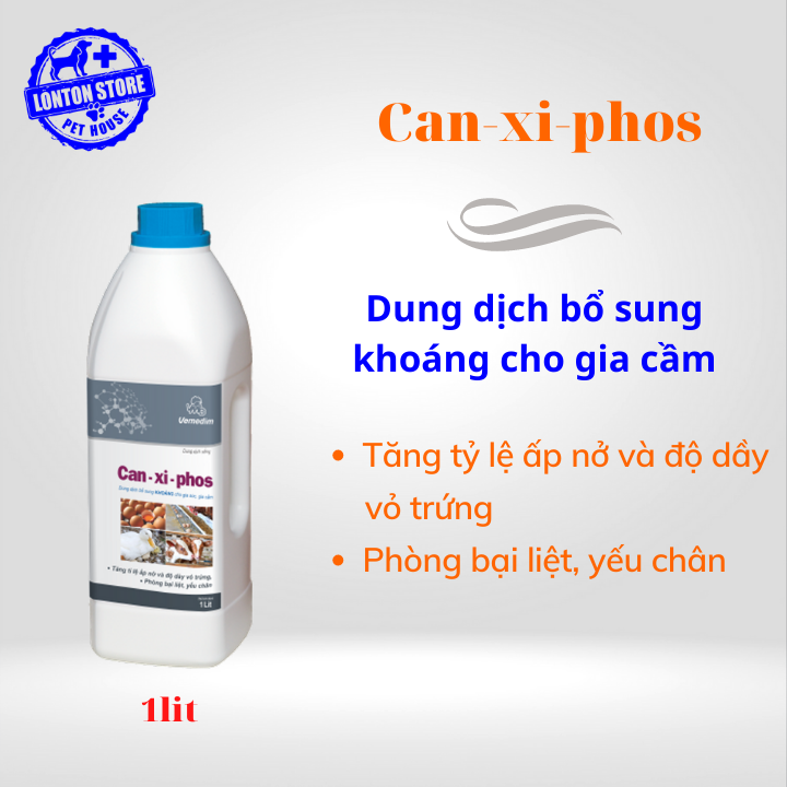 Vemedim can-xi-phos - dung dịch bổ sung khoáng cho gia cầm đẻ trứng, gia súc can xi phos canxinphos1 lít - lonton store, can-xi-phos, can xi phot