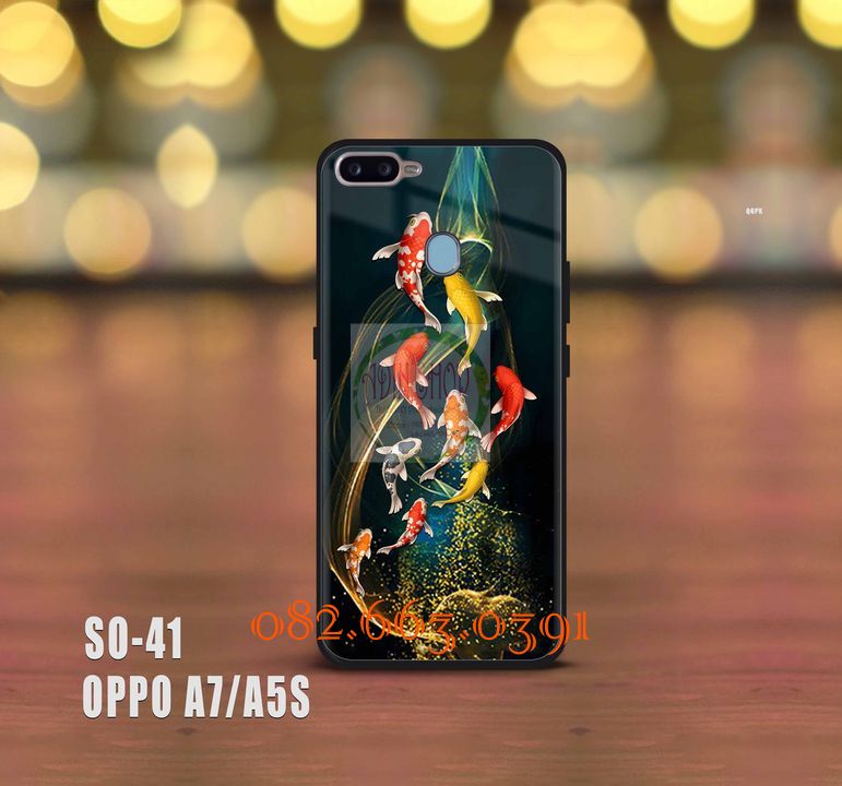 Ốp lưng kính Oppo A7/A5S hình cá koi đẹp