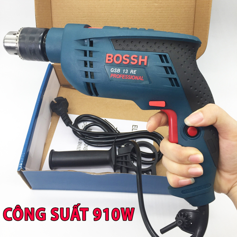 MÁY KHOAN BÊ TÔNG GSB13RE - Máy khoan động lực 13 ly BOSH 13RE - Máy khoan điện - Máy bắn vít - Công suất 910W