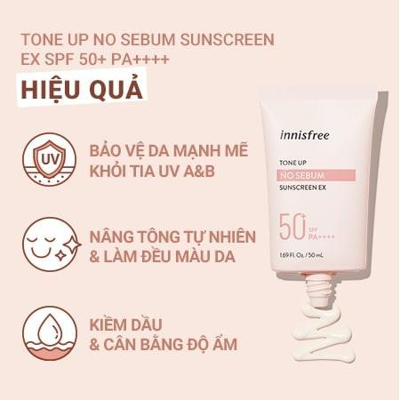 [HCM][New 2020] Kem Chống Nắng Nâng Tone Kiềm Dầu Innisfree Tone Up No Sebum Sunscreen