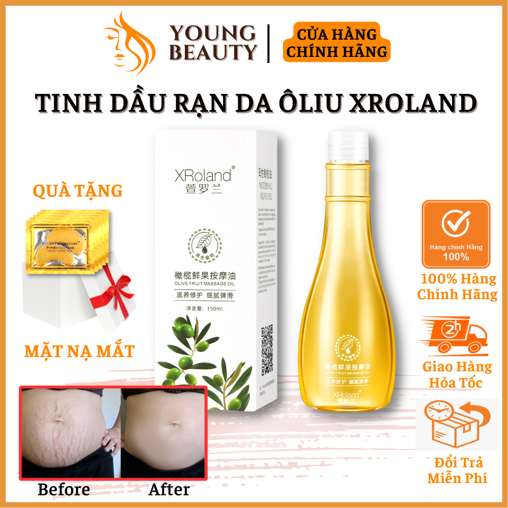 Tinh dầu rạn da ôliu xroland - serum đánh bay rạn da sau sinh, mờ thâm, tái tạo làn da săn chắc, đàn hồi - young beauty