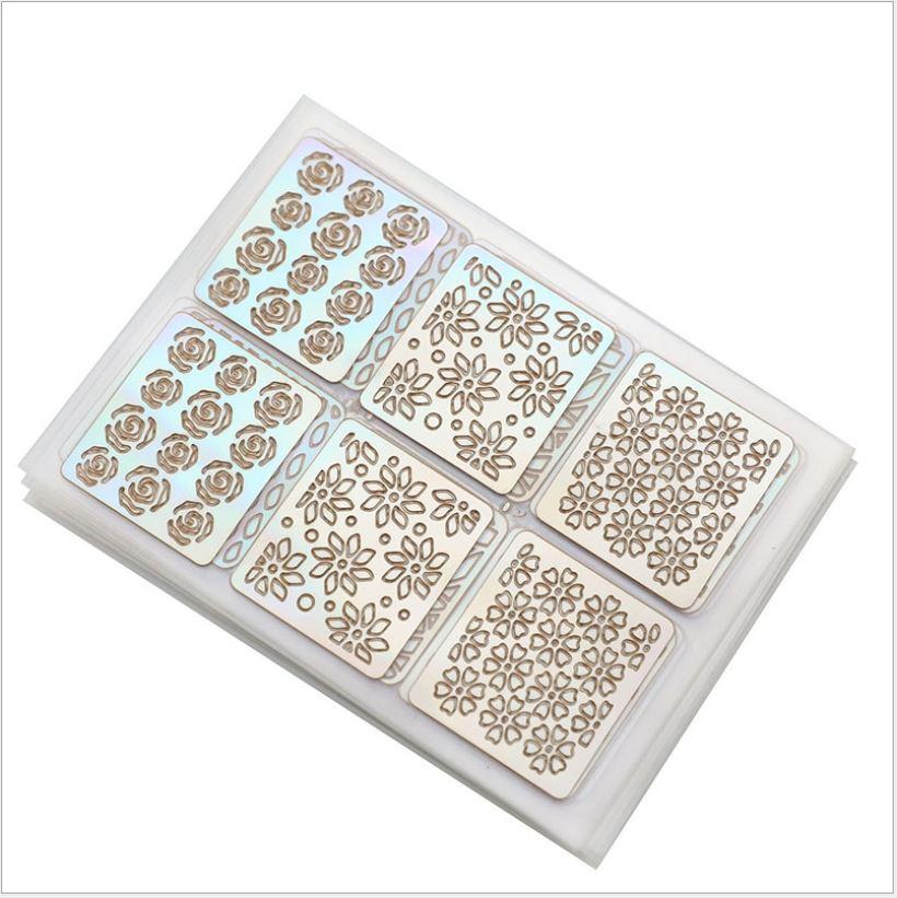 [HCM]SET 12 tấm giấy dán lưới hollow sticker tạo kiểu cho móng