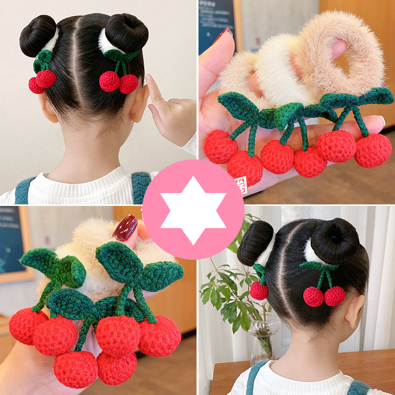 Dây Cột Tóc, dây buộc tóc cherry đẹp, cột tóc cherry, Cho Bé Chùm Cherry Xinh Xắn