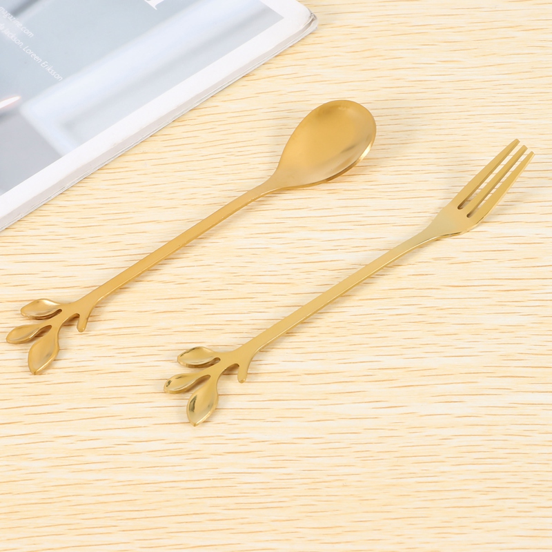 Dessert Spoon and Fork Set Cake Fork Coffee Spoon Creative Fruit Fork Stainless Steel