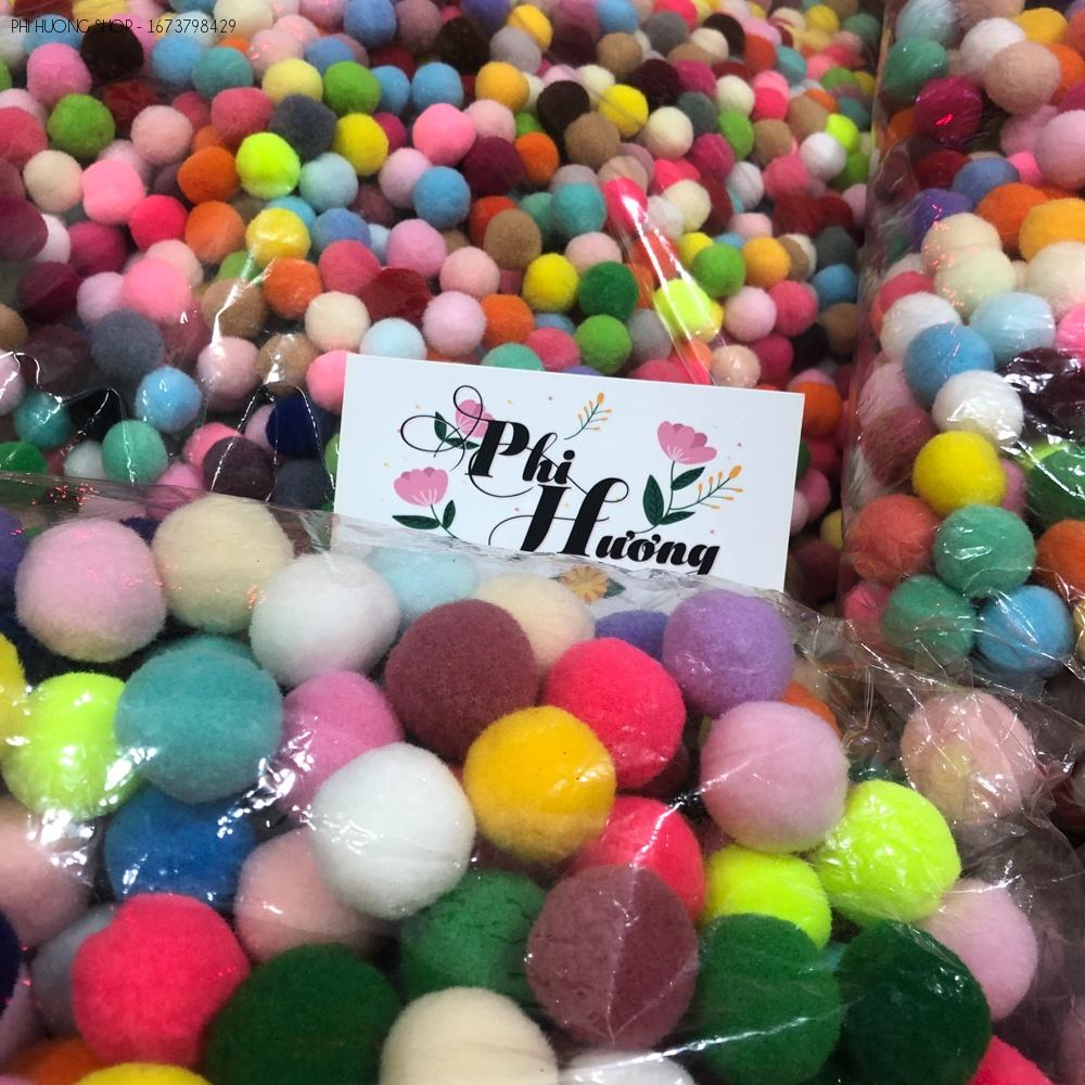 Hạt bông pompom đủ màu nhiều kích cỡ trang trí handmade
