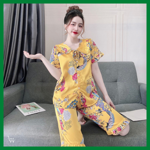 Đồ ngủ lụa Latin lửng, bộ pijama lụa mặc nhà