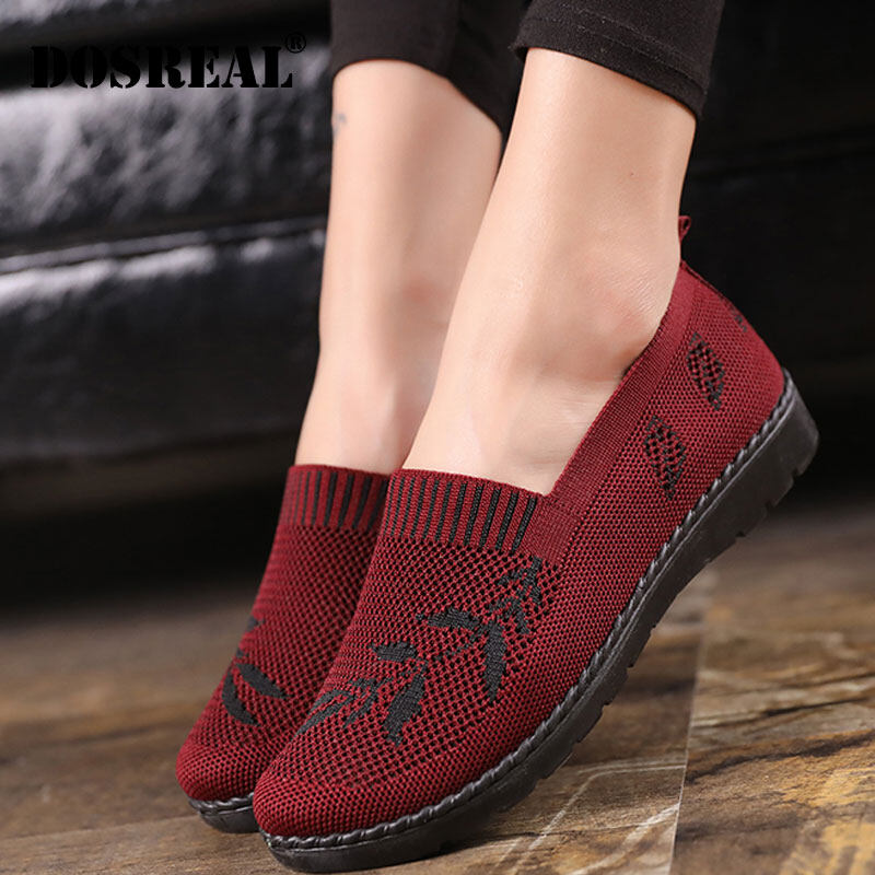DOSREAL Nữ Giày Nữ Bằng Giản Giày Thời Trang Dệt Kim Cho Nữ Sock Giày Nữ