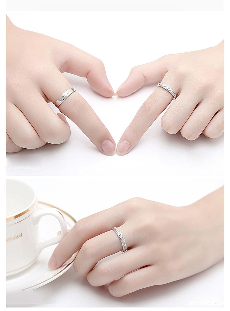 Nhẫn đôi bạc đính đá - Nhẫn cặp - Trang sức bạc Panmila [TS-ND-A8]