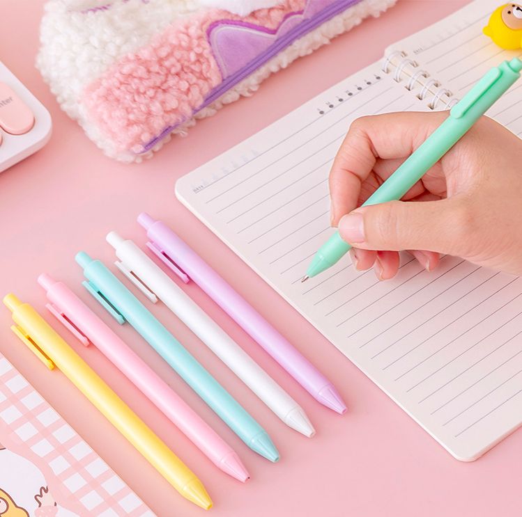 Bút Gel Bấm Macaron Ngòi 0.5mm Mực Đen