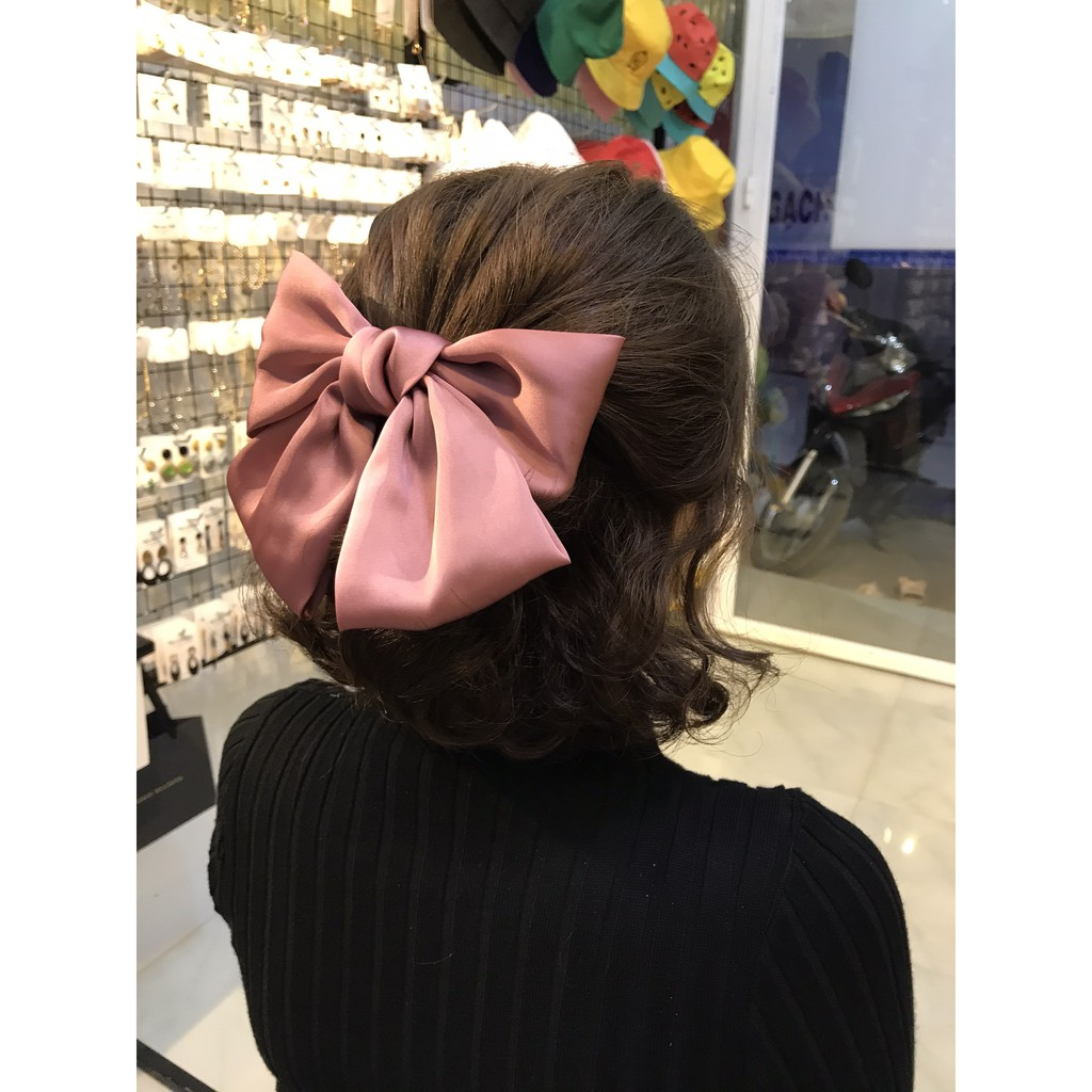 Nơ kẹp tóc lụa satin lolita bản to Monie